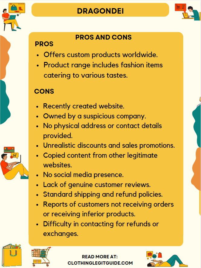 An infographic illustration of Dragondei Pros & Cons