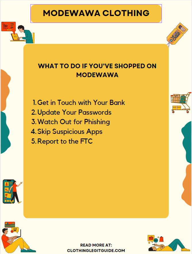 An infographic illustration of "What To Do If You’ve Shopped On Modewawa"
