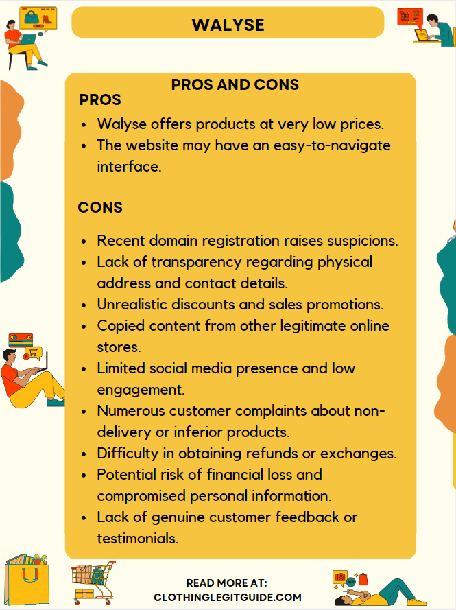An infographic illustration of Walyse Pros & Cons